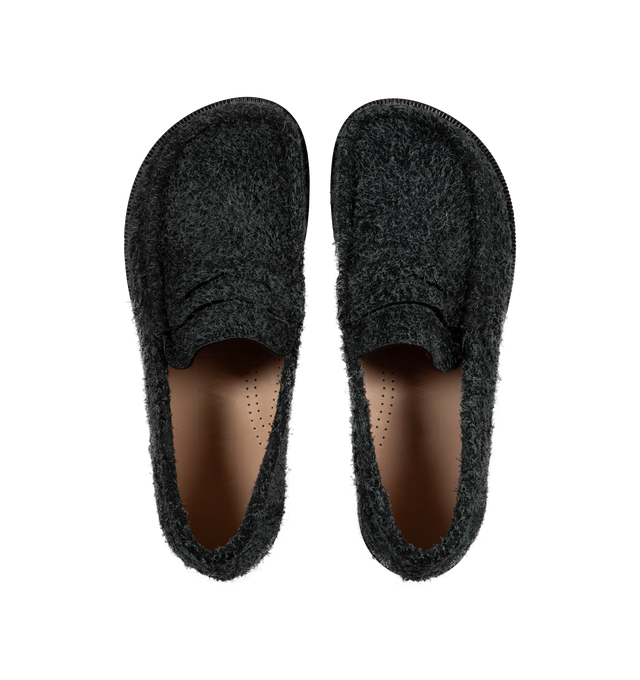 Image 4 of 4 - GREY - LOEWE Campo Loafers featuring brushed suede, an elongated, asymmetric toe, classic penny slots, slight heel and slips on. Brushed suede. 