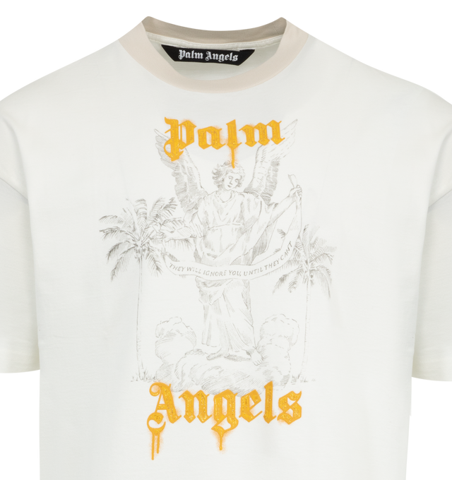 Image 2 of 2 - WHITE - PALM ANGELS Angel Pencil T-Shirt featuring a pencil-like effect print sealed by an embossed logo, short sleeves and crew neck. 100% cotton. 