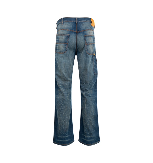 Image 2 of 3 - BLUE - GALLERY DEPT. Bare Knuckle Jean featuring 5-pocket design, patches throughout, straight leg and GD custom hardware. 100% cotton. Made in USA. 