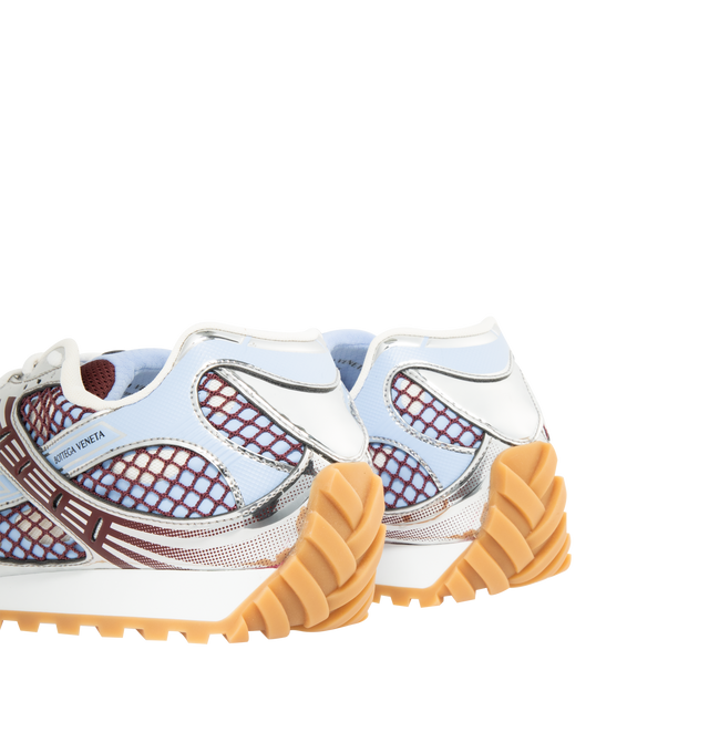 Image 3 of 5 - BLUE - Bottega Veneta Sneakers featuring mechanical textile upper, rubber sole, lace-up front, padded collar and tongue with Bottega Venneta logo detail at tongue. Made in Italy. 