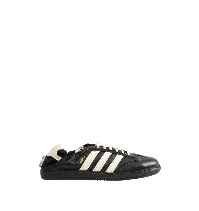 Image 1 of 5 - BLACK - Adidas Originals Men's Samba OG SFTM Shoes are crafted from premium leather and feature a classic low-profile silhouette with lace-up fastening and signature Samba styling. Designed with a smooth textile and synthetic lining for comfort and a durable rubber outsole for everyday traction, this versatile sneaker blends timeless sport heritage with contemporary appeal. Main Material: Leather Upper. Lining: Textile and Synthetic Materials. Outsole: Rubber. 