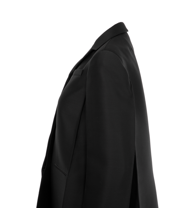 Image 3 of 3 - BLACK - Khaite Crittan Wool-Silk Blazer has a concealed button fastening, 2 chest pockets, and 2 side pockets. 80% wool, 20% silk. Made in USA.  