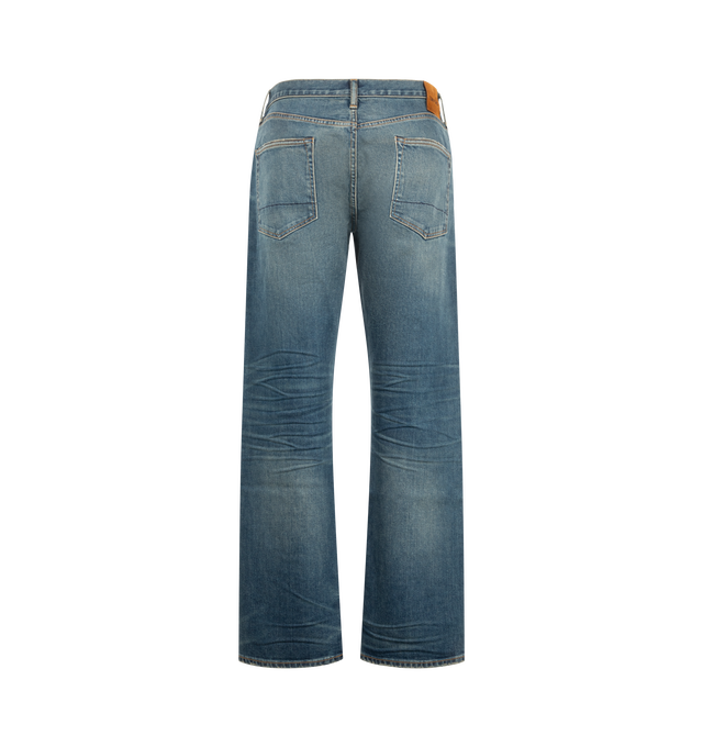Image 2 of 3 - BLUE - Tom Ford Men's washed indigo, a 50's straight fit denim, is crafted in stretch selvedge denim. An extra comfort is added through subtle stretch, while a modern reinterpretation is given by the washed faded indigo finish with visible colour variations. Composition: 98% cotton 2% elastane. Made in the United States. 