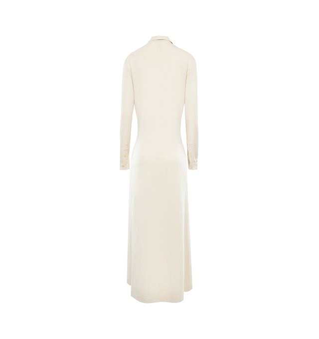 Image 2 of 2 - WHITE - TOTEME Flowing Jersey Shirtdress featuring buttoned placket and cuffs, patch pockets, long sleeves and maxi length. 96% viscose, 4% elastane. 