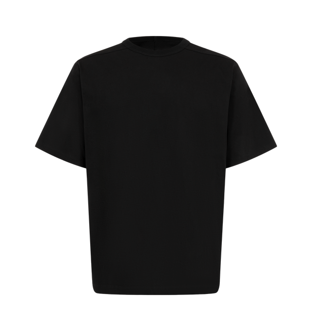 Image 1 of 2 - BLACK - Rick Owens Mens Brad T-Shirt is crafted from mediumweight organic cotton jersey. Features a below-hip length, classic square-cut fit, crew neckline with ribbed trim, short sleeves, level shoulder seams, and signature center back seam. Main Material: 100% Organic Cotton. Made in Italy. 