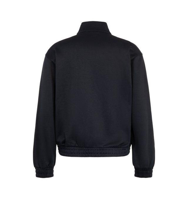 Image 2 of 3 - NAVY - Carhartt WIP Men's Bolon Sweat Jacket is crafted from midweight polycotton interlock and features a loose-fit silhouette, raglan sleeves, and a high neckline. Designed with a front zip closure, zipped welt pockets, and embroidered lettering, this versatile layer is finished with elasticized cuffs and hem for a comfortable fit. Main Material: 64% Polyester, 36% Cotton. 