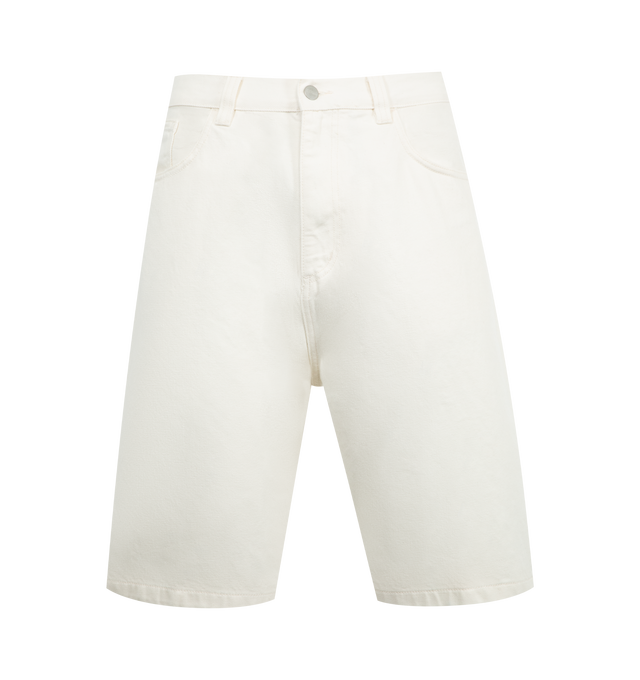 Image 1 of 3 - WHITE - CARHARTT WIP Brandon Short featuring heavyweight cotton denim in a loose fit with a low crotch, a back yoke, detailed with bartack stitching at vital stress points and a woven Square Label completes the design. 100% cotton.  