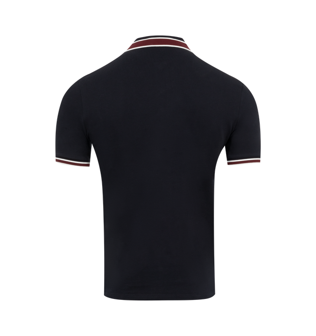 Image 2 of 2 - NAVY - MONCLER Logo Polo featuring cotton piquet, collar, button placket closure, short sleeves and felt logo patch. 100% cotton. 