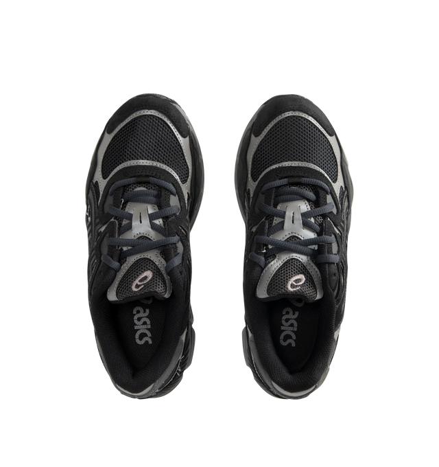 Image 5 of 5 - BLACK - ASICS Mens GEL-NYC Sneakers feature a breathable mesh upper with suede overlays inspired by early-2000s running styles. Designed with rearfoot and forefoot GEL cushioning, GEL-CUMULUS 16 midsole tooling for responsive comfort, lace-up closure, and a durable rubber outsole for everyday traction. Upper: Mesh and Suede; Midsole: GEL Cushioning and GEL-CUMULUS 16 Tooling; Outsole: Rubber. Imported 