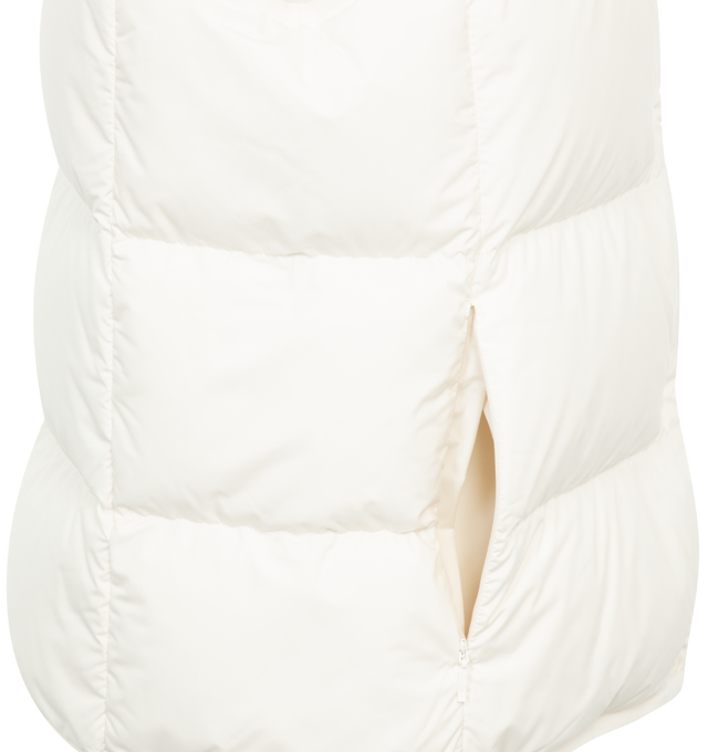 Image 3 of 3 - WHITE - MONCLER Badia Down Vest featuring buttoned front closure, stand collar, side slit zipped pockets, sleeveless and logo on chest. 100% polyester. Filling: 90% down, 10% feathers. 
