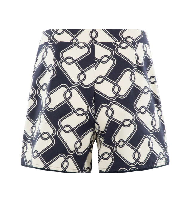 Image 2 of 3 - BLUE - MONCLER Printed Shorts featuring button and zipper closure, 2 side pockets, high waist and print throughout. 100% cotton.  