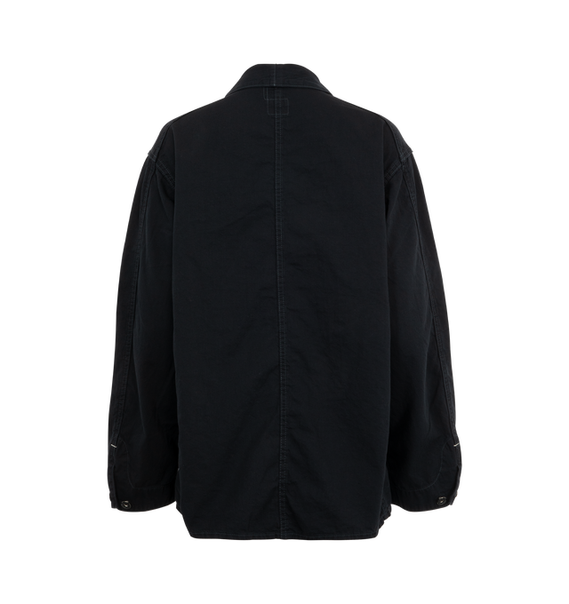 Image 2 of 2 - BLACK - POST O'ALLS De Luxe Railroader Jacket featuring button front closure, button cuffs, classic collar and 4 front patch pockets. 100% cotton. Made in Japan. 