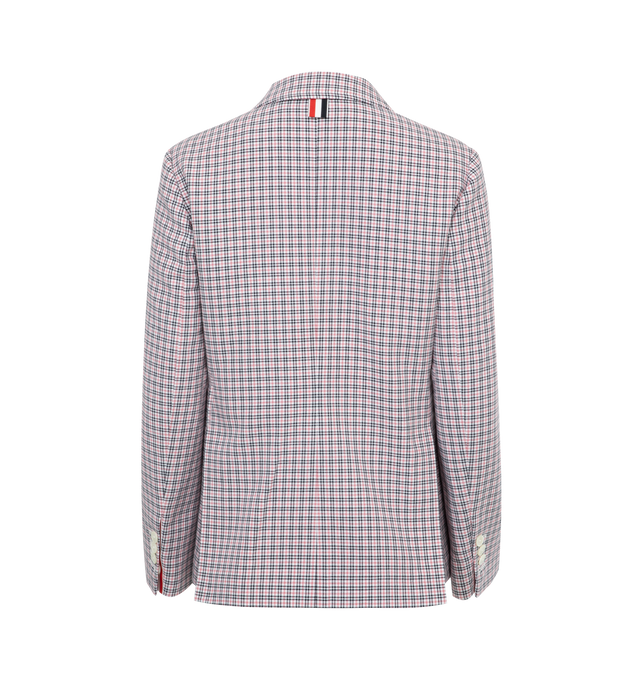 Image 2 of 2 - MULTI - THOM BROWNE CLASSIC SPORT COAT featuring check pattern, crepe texture, notched lapels, front button fastening, long sleeves, buttoned cuffs, two front flap pockets, chest welt pocket, straight hem, striped partial lining and English rear vents. 98% cotton, 2% polyamide. 