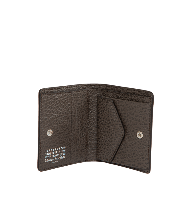 Image 3 of 3 - BROWN - MAISON MARGIELA Wallet Clip 2 featuring four stitches at the back, snap button closure, inside logo stamping, inside snap button closure pocket, inside flat pocket and five card slots. 3.5 in x 4.1 in. Calf leather. 