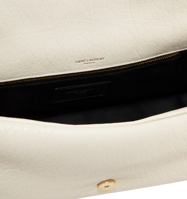 Image 4 of 4 - WHITE - SAINT LAURENT Calypso Medium Bag featuring puffy, pillowed effect, sliding curb chain strap, cotton lining, bronze toned hardware, magnetic clousre and one zip pocket. 11.8" X 5.9" X 23". Strap drop: 11.219.9". Lambskin. 