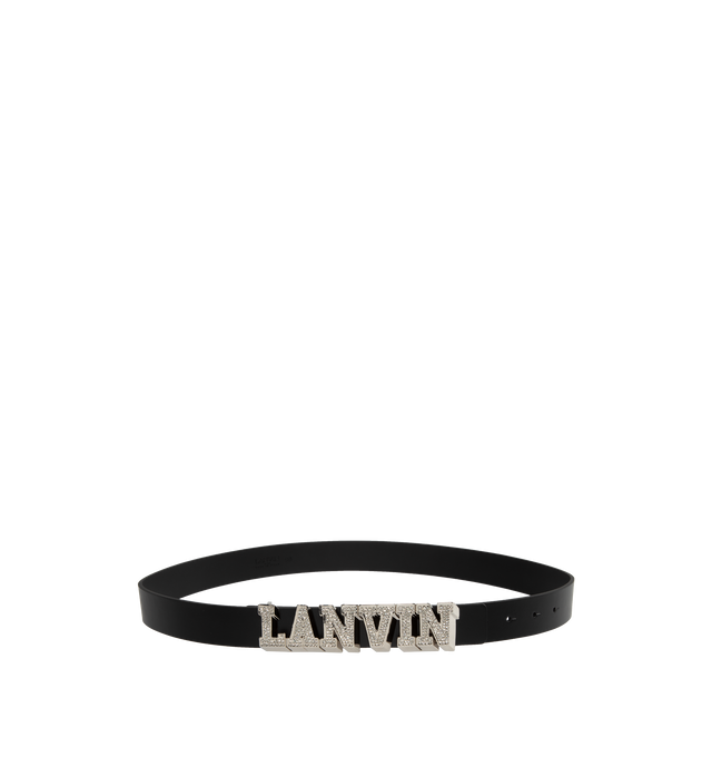 Image 1 of 2 - BLACK - LANVIN LAB X FUTURE Logo Belt with Strass featuring logo embellished with rhinestones. 100% calf - bos taurus. 
