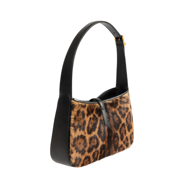 Image 2 of 3 - BROWN - SAINT LAURENT Le 5  7 Hobo Bag in Pony Hair Leather featuring leather tab closure, an interior zipped pocket and adjustable shoulder strap. 9 x 6.2 x 2.5 inches. Calfskin. Made in Italy. 