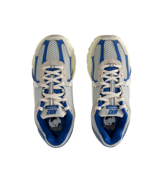 Image 5 of 5 - BLUE - NIKE Zoom Vomero 5 Sneaker featuring real and synthetic leather on upper, mesh panels and ventilation ports on heel, Air Zoom cushioning, plastic caging on side, rubber outsole and reflective details. 