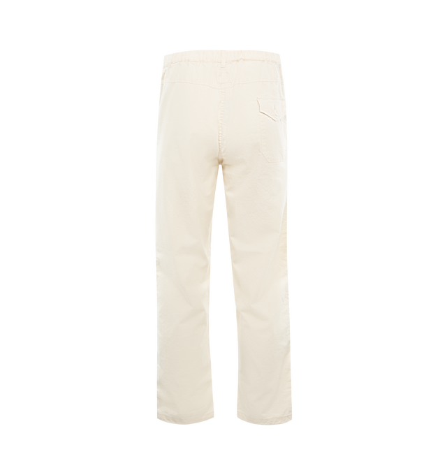 Image 2 of 3 - WHITE - POST O'ALLS E-Z Travail pants crafted from 100% cotton vintage sheeting fabric prewashed, tumble dried in low temperature. Featuring relaxed style with EZ elastic waist, button closure and drawstring tie at the waist,  single pocket in the back for an additional vintage feel. Made in Japan. 
