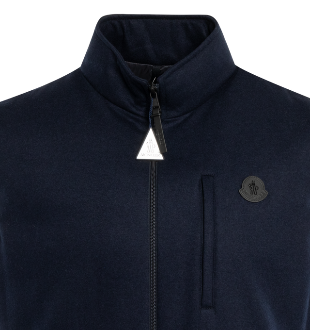 BLUE - MONCLER THUMBA VEST has a funnel neck, full-zip closure, two side hand pockets and left chest zip pocket with logo.