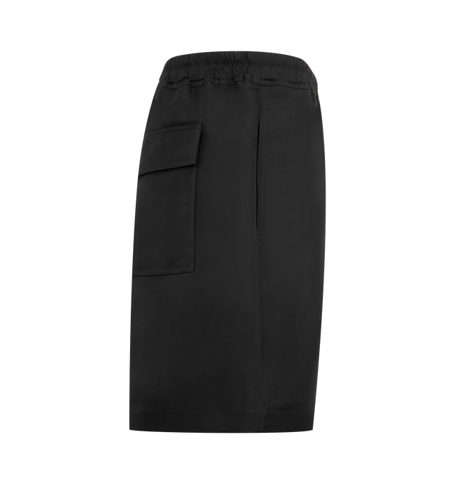 Image 3 of 3 - BLACK - RICK OWENS Faun Shorts featuring above the knee length, side pockets, back flap pockets and drawstring elastic waist. Made in Italy. 