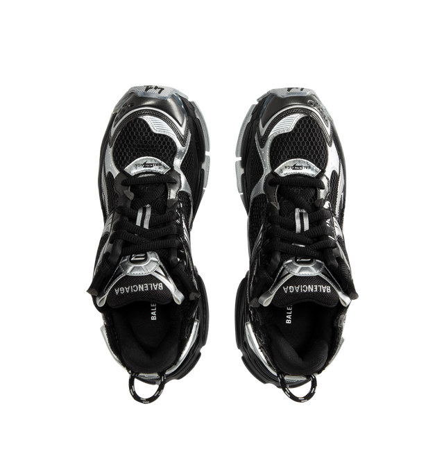 Image 5 of 5 - BLACK - BALENCIAGA Runner Sneakers featuring lace-up closure, pull-loop at heel collar, logo rubberized at heel tab, textured foam rubber midsole and treated rubber outsole. Upper: textile, synthetic, rubber. Sole: rubber. Made in China. 