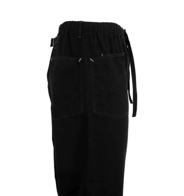 Image 3 of 3 - GREY - POST O'ALLS E-Z Army-Navy Pant 2 featuring elastic waist with drawstring, pointed square pockets and cinch back. 100% cotton. Made in Japan. 