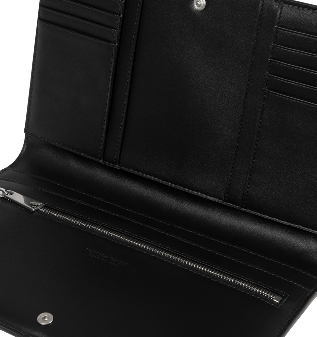 Image 3 of 3 - BLACK - BOTTEGA VENETA Travel Case featuring intrecciato calf leather, six card slots, two pockets, one bill compartment, one zipped coin compartment, two additional pockets for passports and press stud closure. Lining: calfskin. Made in Italy. 