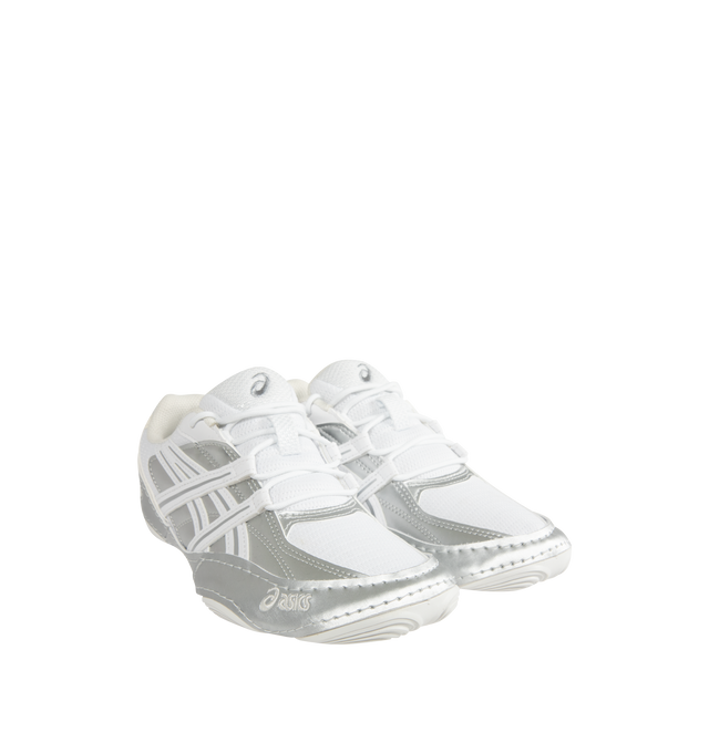 Image 2 of 5 - WHITE - ASICS Hypersync Sneaker featuring synthetic leather overlays, decorative stitching details, a low-profile, OrthoLite X-40 sockliner, OrthoLite heel cup and AHARPLUS outsole rubber. 