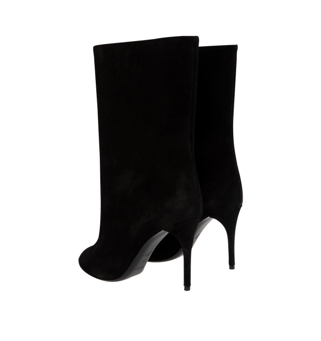 Image 3 of 4 - BLACK - Alaia Ankle Boots are a slip-on style with bows at the front, pointed toes, and slim heels. Lined. 100% calf leather.  