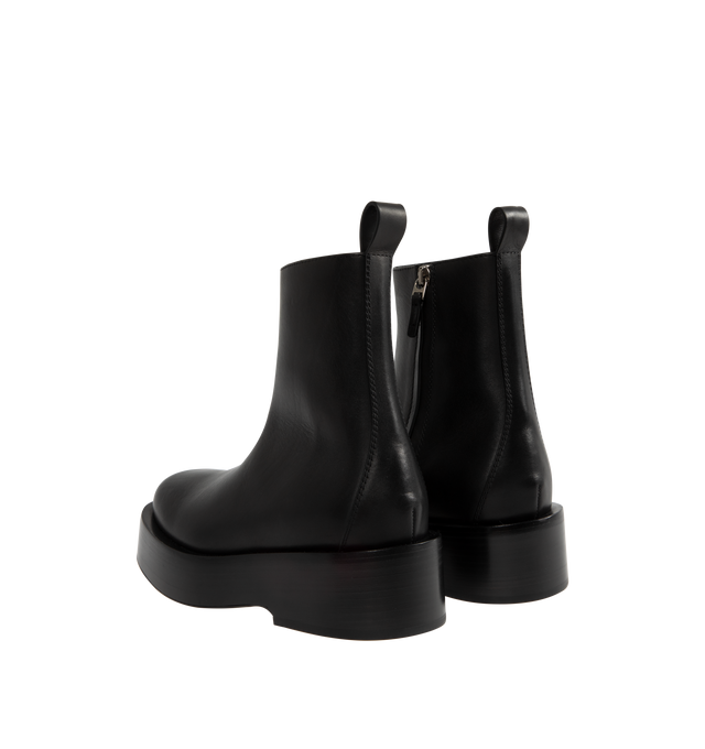 Image 3 of 4 - BLACK - Bottega Veneta ankle boot in smooth calfskin leather featuring a 5 cm | 2flatform outsole, Intrecciato pattern on the insole, and side zip closure.  Material: calfskin upper and lining. Made in Italy. 