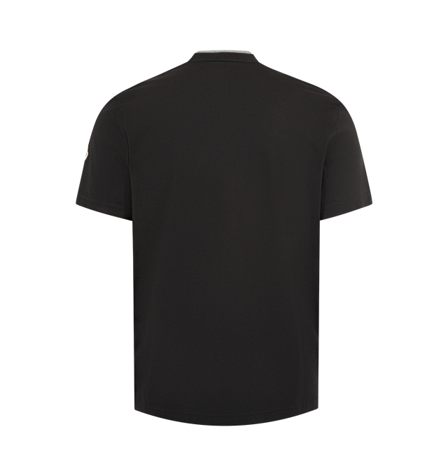 Image 2 of 3 - BLACK - MONCLER Embroidered Logo Cotton T-Shirt featuring cotton jersey, ribbed double crew neckline, short sleeves and embroidered logo. 100% cotton. Made in Turkey. 