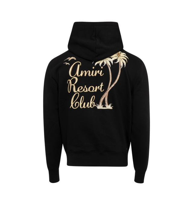 Image 2 of 2 - BLACK - AMIRI Twisted Palms Hoodie featuring embroidery at the front and back, hood, ribbed cuffs and hem and kangaroo pocket. 100% cotton. 