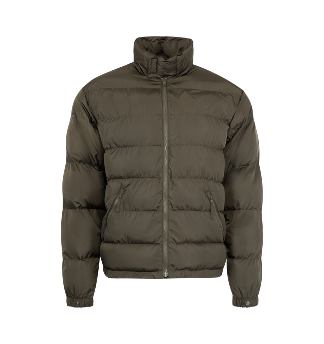 Image 2 of 4 - NAVY - ASPESI Porto Jacket featuring lined waterproof technical taffeta, front fastening with a zip and concealed press studs, two lower welt pockets, adjustable hood with a drawstring, detachable interior in water-repellent recycled nylon, padded with wadding made from recycled material and equipped with a stand-up collar, front zip fastening and two slanted pockets with zip. 100% polyamide.  