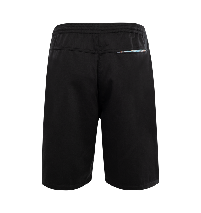 Image 2 of 3 - BLACK - HUMAN MADE Beach Shorts featuring a waist drawstring, double side pockets and one back pocket. Polyester/cotton. 