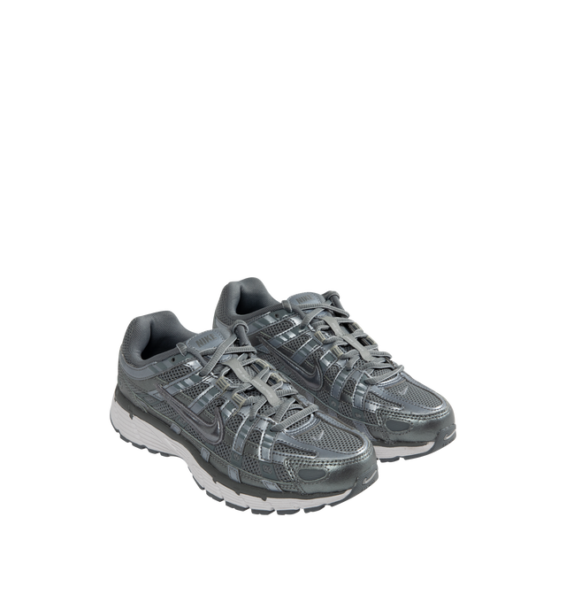 Image 2 of 5 - GREY - Nike P-6000 Sneaker featuring breathable mesh has real and synthetic leather overlays, foam midsole provides lightweight cushioning for a plush underfoot feel, no-slip grip and full rubber outsole. 