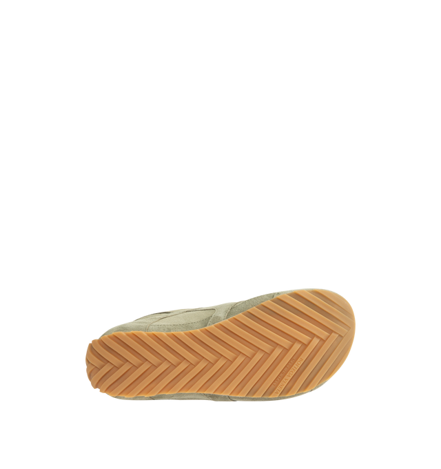 Image 4 of 5 - GREEN - BOTTEGA VENETA Orbit Flash Sneaker featuring low-top lace-up sneaker in soft suede and rubber outsole. Calfskin. Made in Italy. 