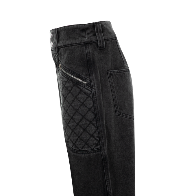 Image 3 of 3 - GREY - ISABEL MARANT Catarina Washed Tapered-Leg Jeans featuring belt loops, side zip pockets, back zip pockets, zip-fly and button closure. 100% cotton. 