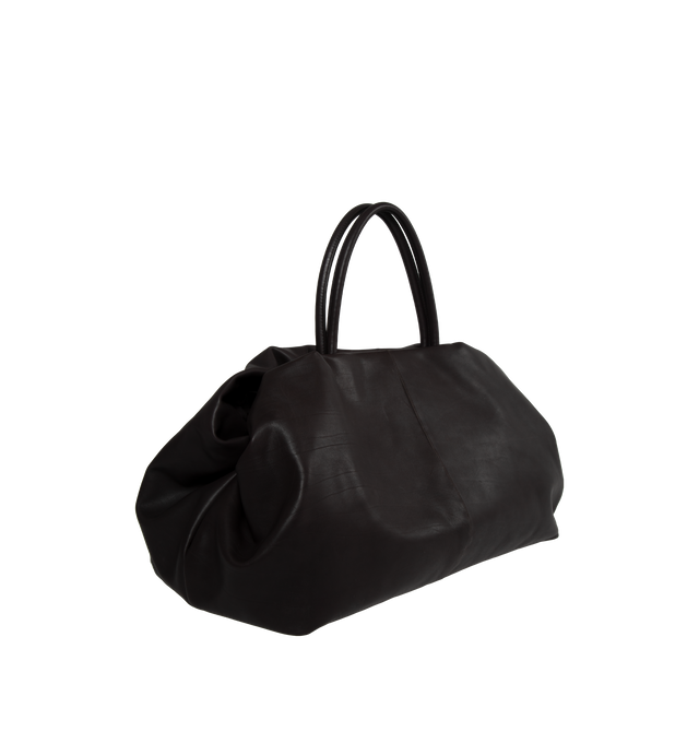 Image 2 of 3 - BROWN - THE ROW Elio Bourse Bag in Leather featuring intricately pleated versatile handbag in soft natural nappa leather with magnetic top closure, tubular handles, and delicately puffed construction to add volume. 17 x 10 x 8.5 in. 100% leather. Made in Italy. 