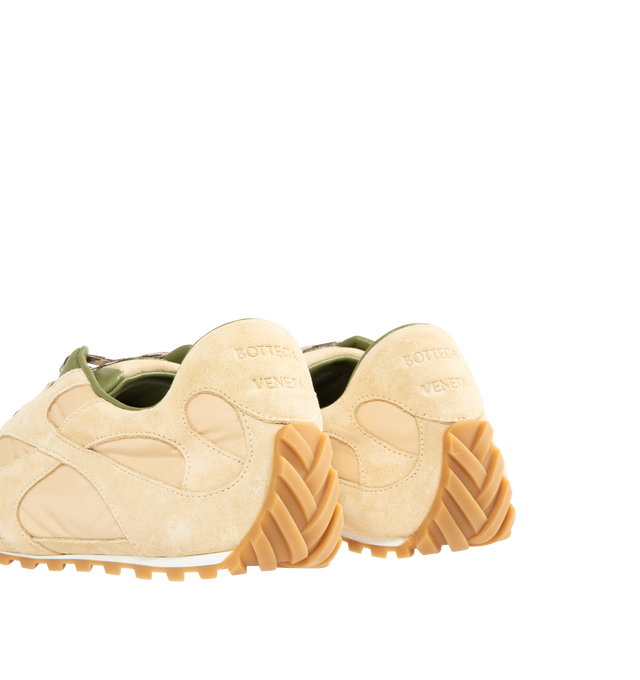 Image 3 of 5 - NEUTRAL - BOTTEGA VENETA Orbit Flash Sneaker featuring low-top, lace-up, soft suede and lightweight nylon, leather trims and rubber outsole. Made in Italy. 