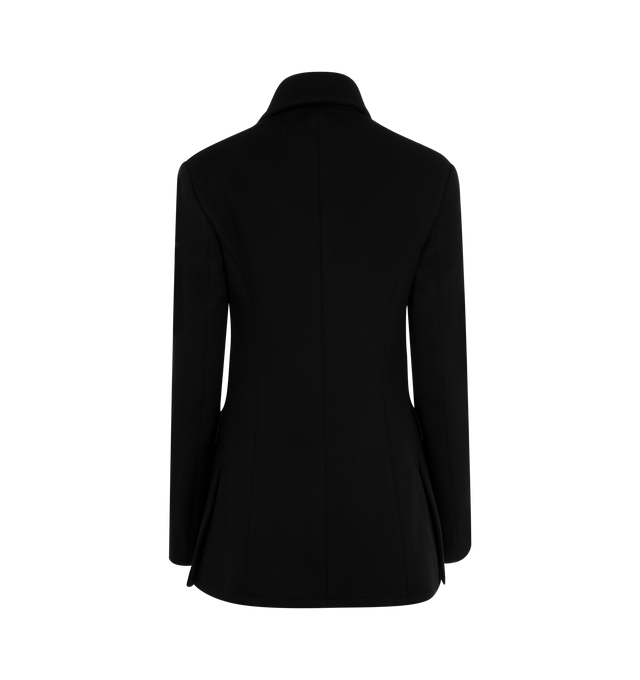 Image 2 of 2 - BLACK - Loewe Double-breasted Peacoat crafted in medium-weight wool and cashmere double face in a  relaxed fit, short length with a slightly flared silhouette. Featuring a classic collar with buttoned tab, button front fastening, gold-tone anchor buttons, flap patch pockets, inside welt pocket, side slits, fully lined. Wool/Cashmere. Made in Italy. 