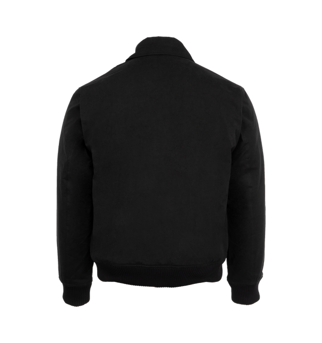 Image 2 of 5 - BLACK - 3Sixteen CWU Flight Jacket features a reinforced collar, a double zipper closure, ribbing on the cuffs and waistband, side flap pockets, and a boxy fit. Made in India.  