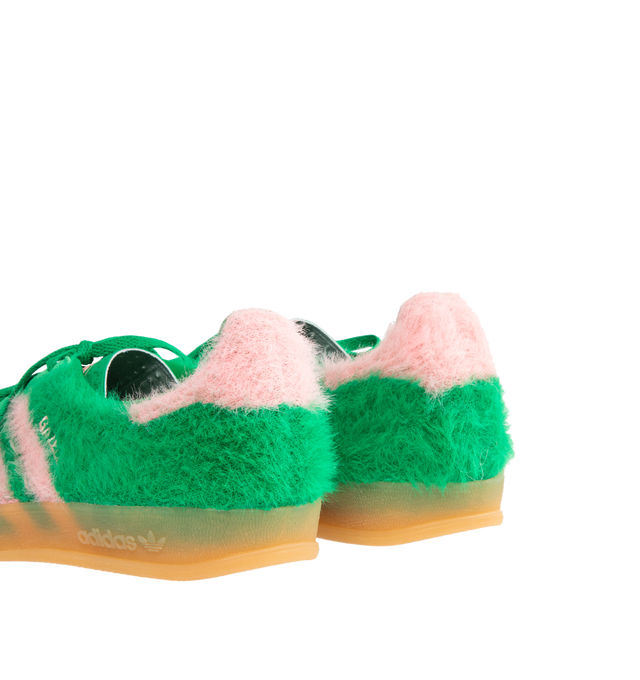 Image 3 of 5 - GREEN - ADIDAS Gazelle Indoor Sneaker featuring highpile textile upper, T-shaped overlays, 3-Stripes design and rubber sole. 
