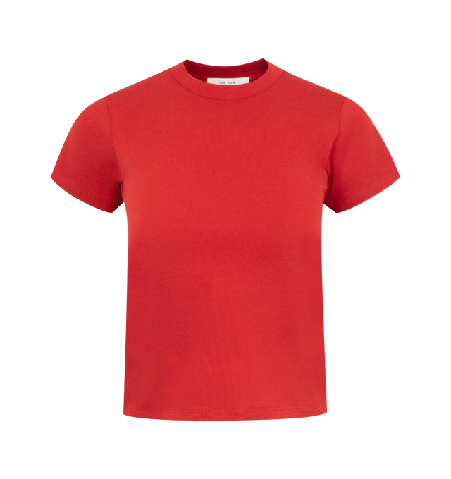 Image 1 of 2 - RED - The Row Tommy Top has a crew neck, short sleeves, a signature back seam, and a fitted silhouette. Cotton and silk. Made in Italy.  