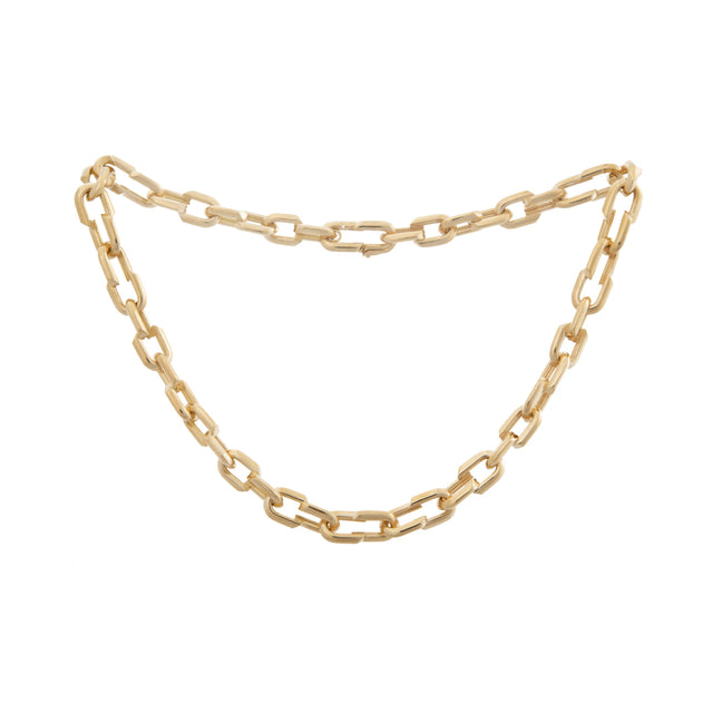 GOLD - FOUNDRAE Medium Strong Hearts Love Link Chain Necklace featuring 18K yellow gold, measures 18" and symbolizes love.