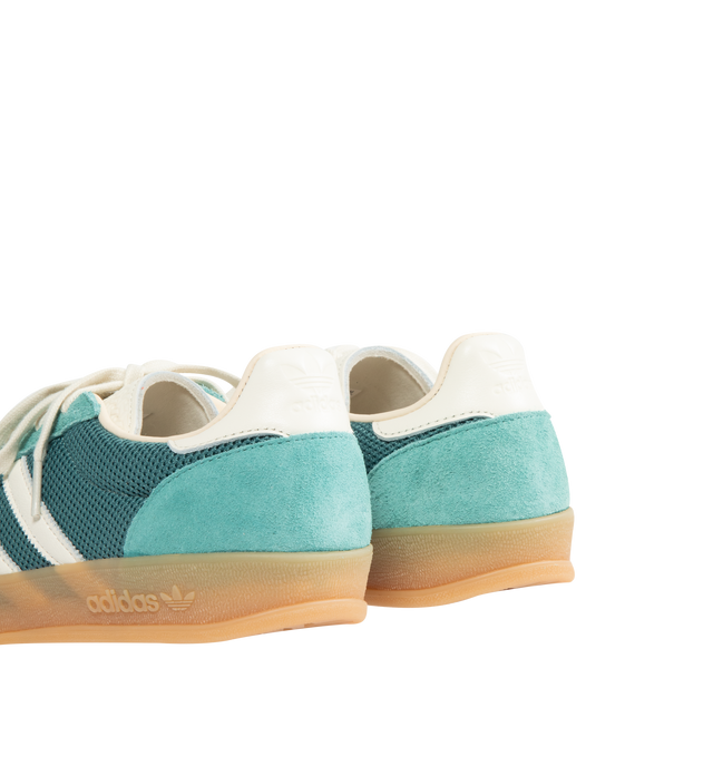 Image 3 of 5 - GREEN - ADIDAS Gazelle Indoor Pro Sneaker featuring regular fit, 3 stripes on side, lace closure, mesh and suede upper, leather lining and gum rubber outsole. 