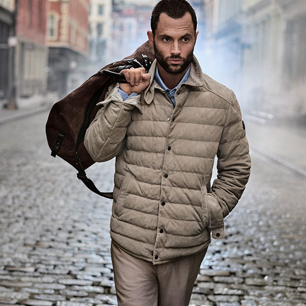 Man wearing MONCLER Bourdon Down Shirt Jacket 