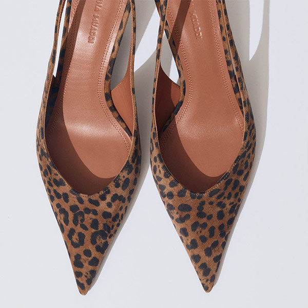 Leopard print high heels by Amina Muaddi