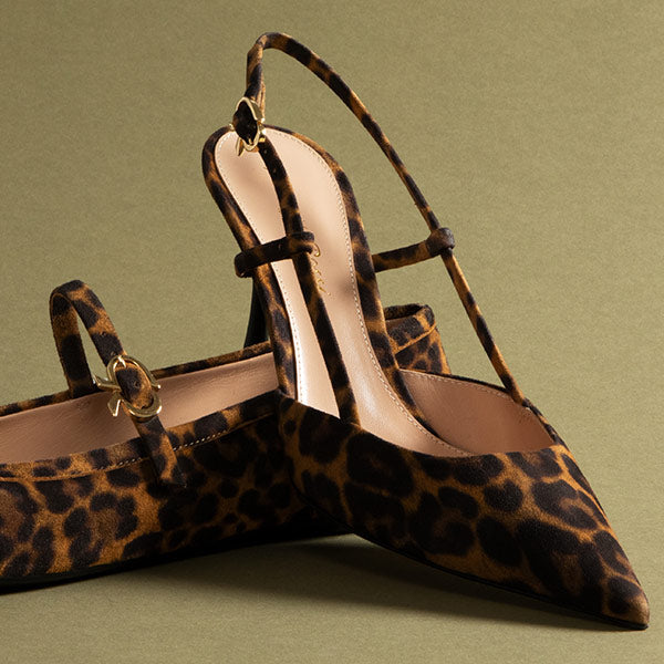 Gianvito Rossi Ascent Leopard Printed Calfskin Slingback Pumps