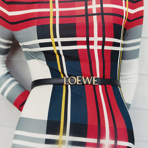 Loewe tartan dress with black logo belt